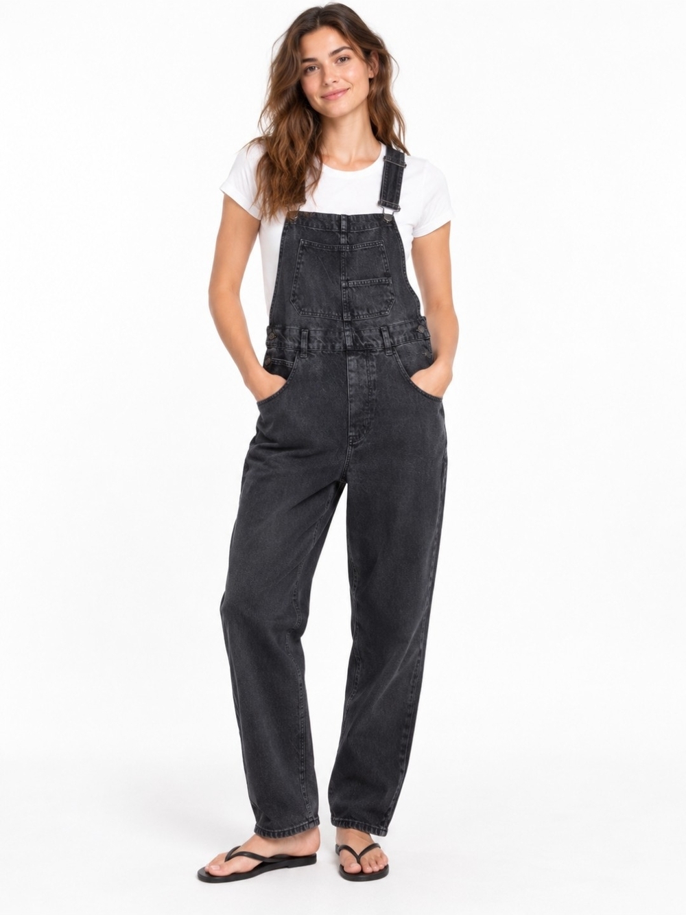 Free People We The Free Ziggy Black Denim Overalls Bibs Utility Streatwear M